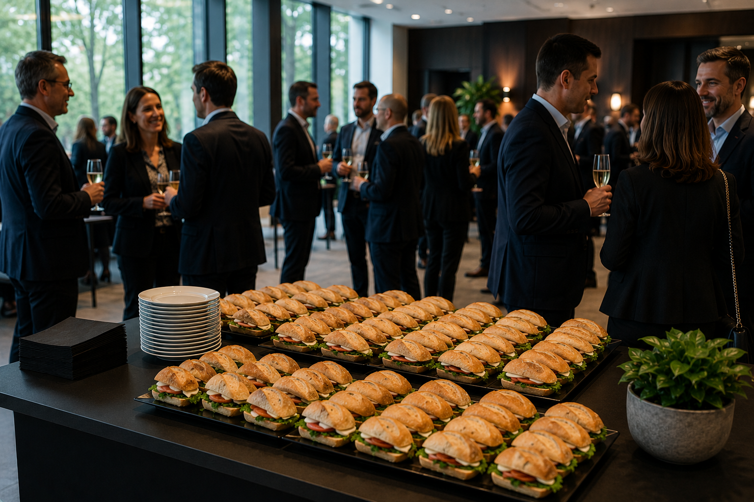 Cocktail d'entreprise avec buffet dressé par Anima Musica
