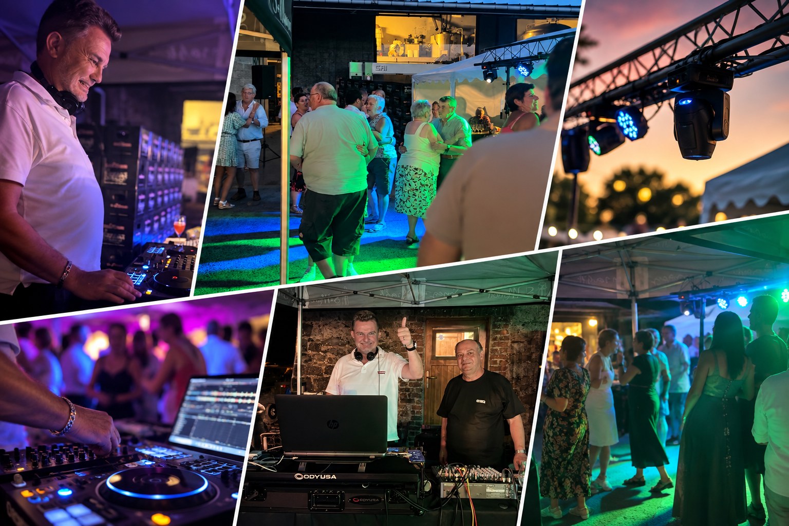 Soirée live et DJ Anima Musica : platines, piste de danse et éclairage